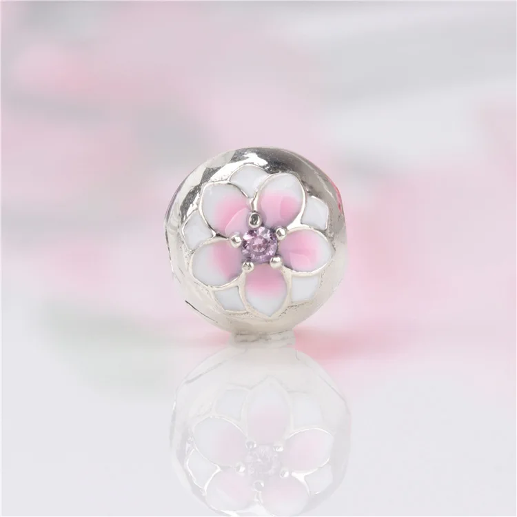 

Hot S925 Sterling Silver Spring Magnolia Clip Positioning Buckle Beads Fit Original Bracelet Pendant Diy Jewelry Charms Gift