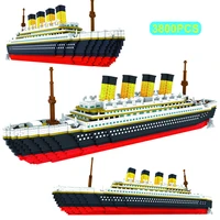 3800pcs blocks titanic cruise ship model boat model diy assemble building blocks classical brick toys xmas gift for children