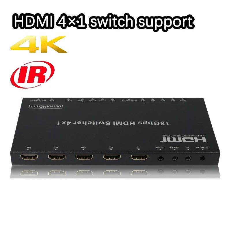 

HDMI-переключатель 4 в 1 с ИК-пультом дистанционного управления 3D ARC 4K/60Hz HDCP 2,2 и HDCP1.4 совместимый цифровой и аналоговый аудиовыход HDMI 4x1