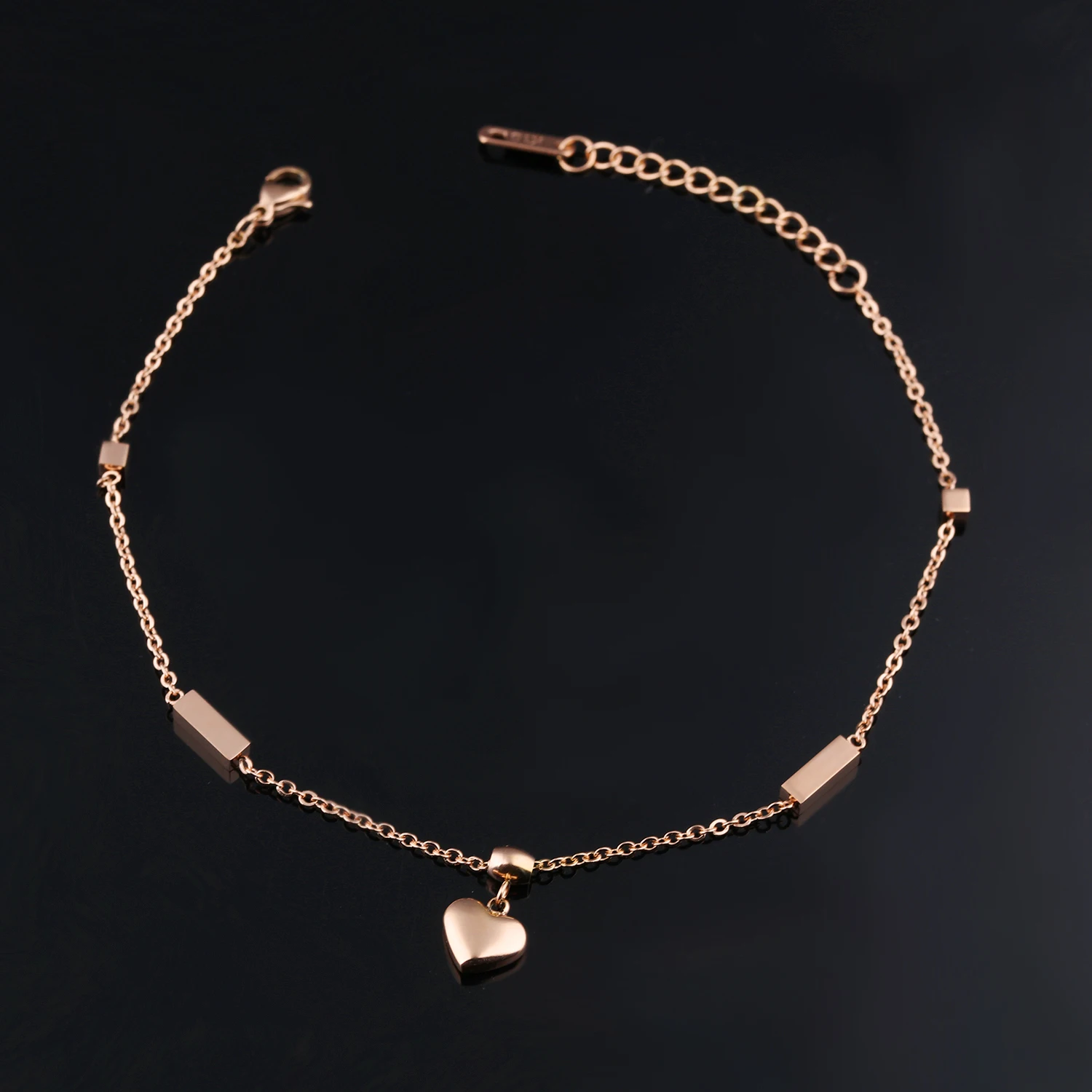 

High Quality Stainless Steel Love Pendant Anklet Women's Football Jewelry Rose Gold Titanium Steel Fashion Beach Ankle Jewelry
