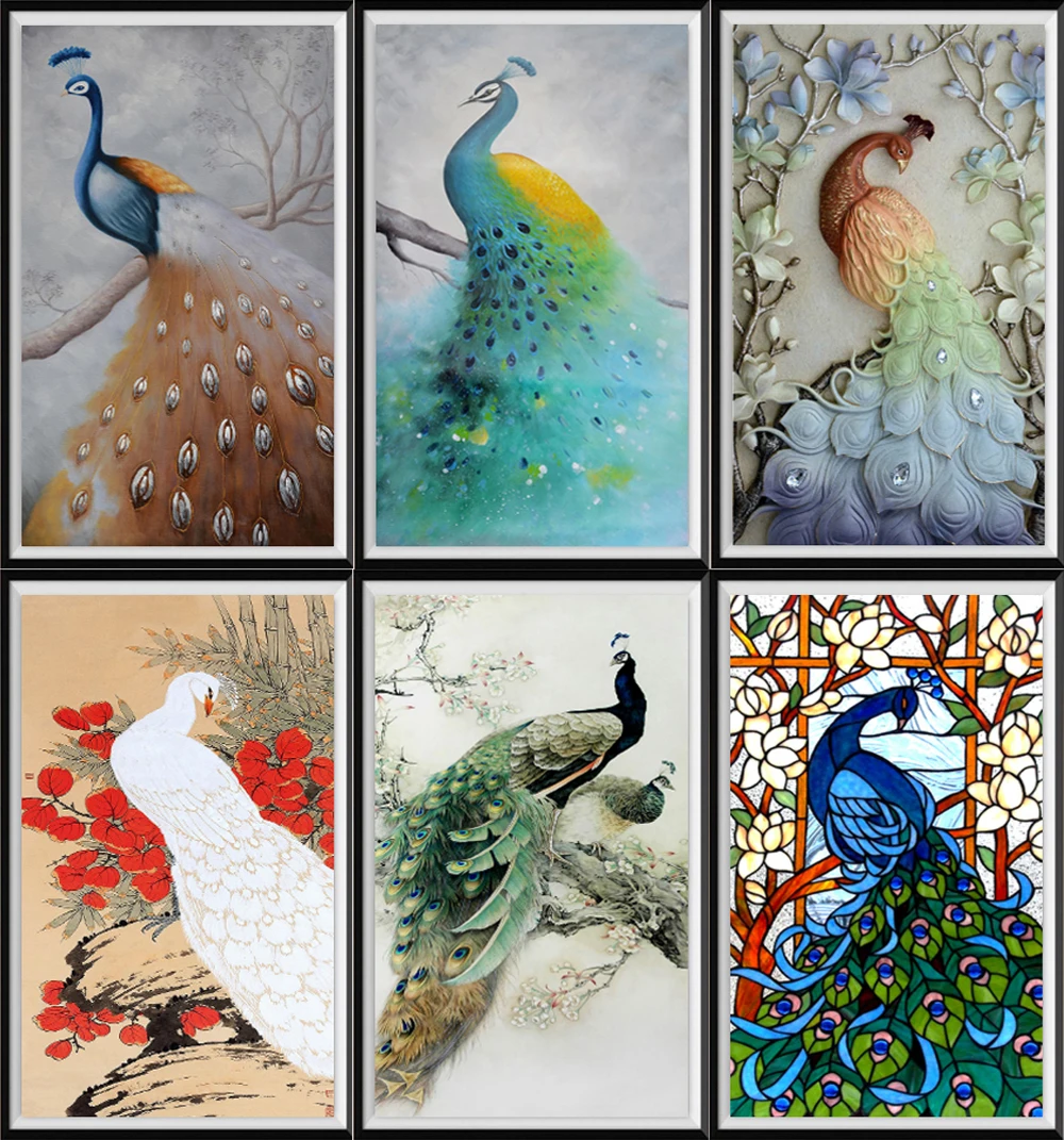 

5d Diy Diamond Painting Animal Peacock Flower Landscape Imitation Cross Stitch Kit Crafts Handmade Gifts Home Decoration