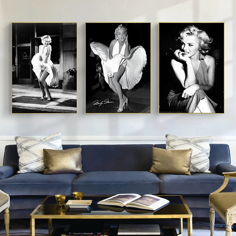 

Famous Girl Portrait Black and White Cuadros Canvas Painting Vintage Posters Prints Wall Art Picture for Living Room Home Decor