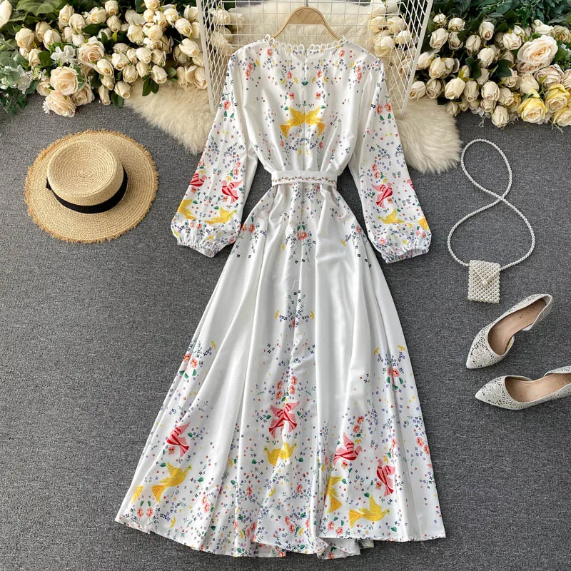 

Женские 00 Новое осеннее платье с широким круглым вырезом галстук-бабочка зауженной талией длинные штаны с рисунками для маленьких Бандажно...