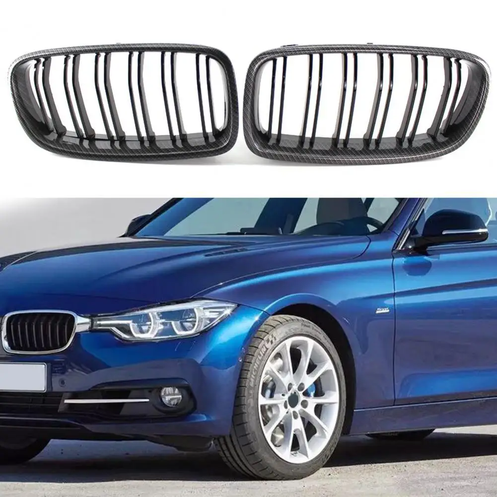 

1Pair Auto Grille Modified Semi-Carbon Bright Black Front Grill Bumper Hood 51130054493 51130054494 51137263482 for BMW 3 Series