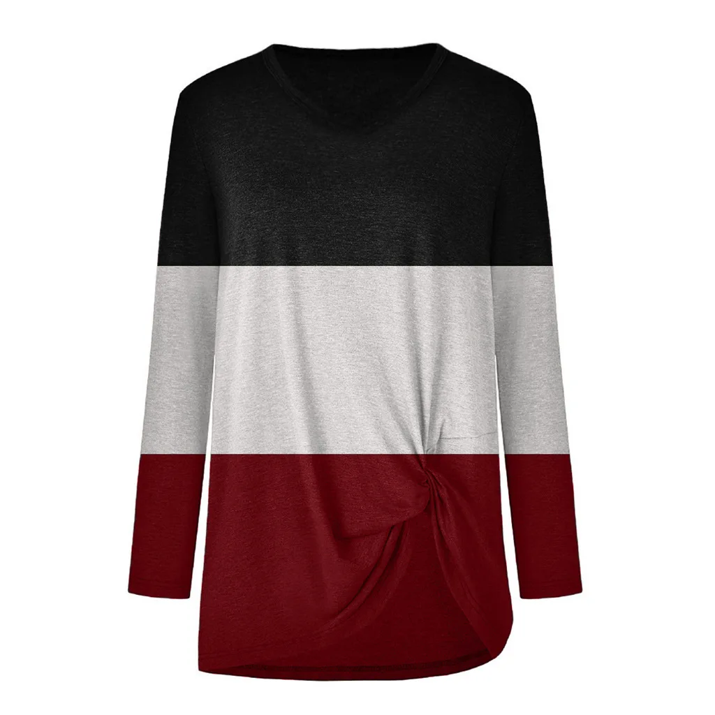 

2020 Autumn New Foreign Trade Cross-border Women's Hot Sale V-neck Long-sleeved T-shirt Twisted Top Women V-Neck Long Full