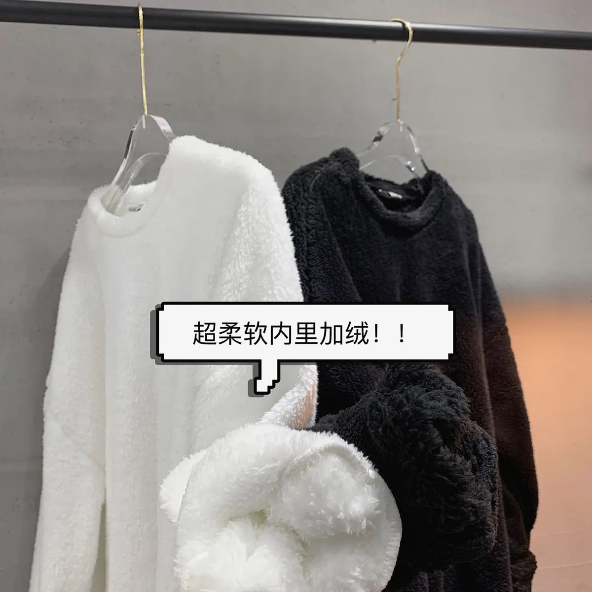 

2020 Men's New Fashion Coats Thickening Plush Cotton Pullover Casual Hoodies Streetwear Clothes White/black Color Sweatshirts