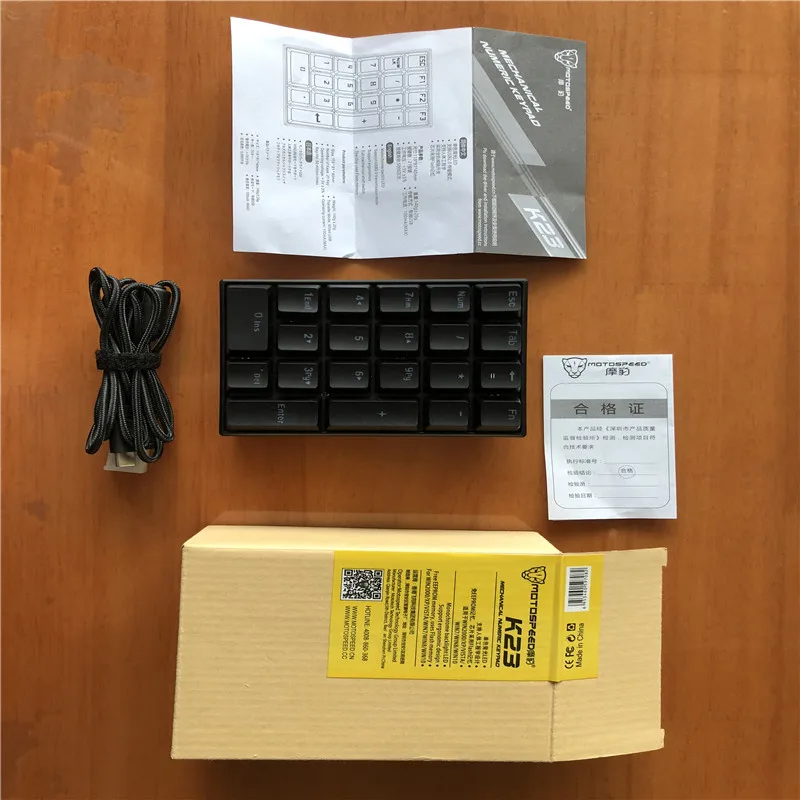 Motospeed K23 USB Проводная цифровая механическая клавиатура с Kailh коробка переключатель черный синий светодиодный подсветка 21 клавиши ноутбука