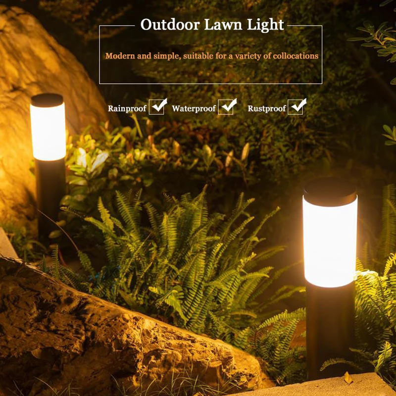 

E27 Waterproof Ip65 Stainless Steel Pillar Light Outdoor Garden Lawn Lamp Aluminum Post Light Landscape Lawn Road Bollards Light