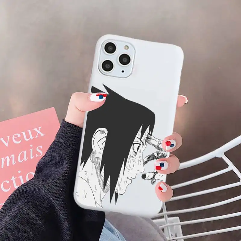 

Anime Naruto Itachi Kakashi Sasuke Phone Case White Candy Color for iPhone 6 7 8 11 12 s mini pro X XS XR MAX Plus