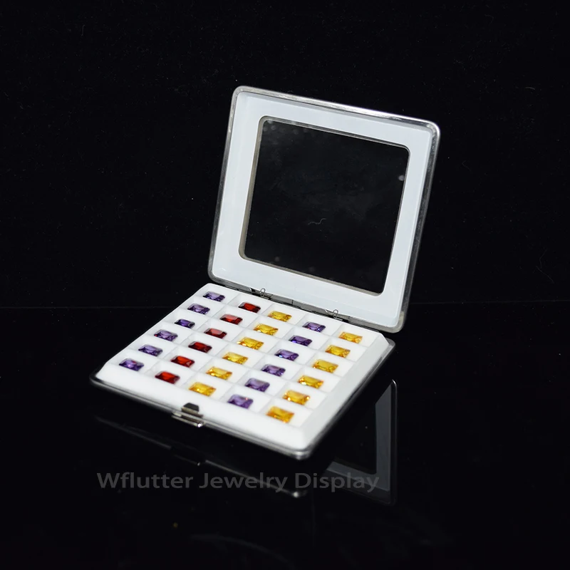 

Fashion Leatherette Gem Storage Case 30 Grids Diamond Box Pendant Bag With Black White Silica Gel Pad Gemstone Holder