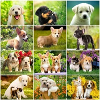 5d diy diamond painting cute dog animal embroidery full drill cross stitch kits idyllic scenery mosaic pictures home decoration