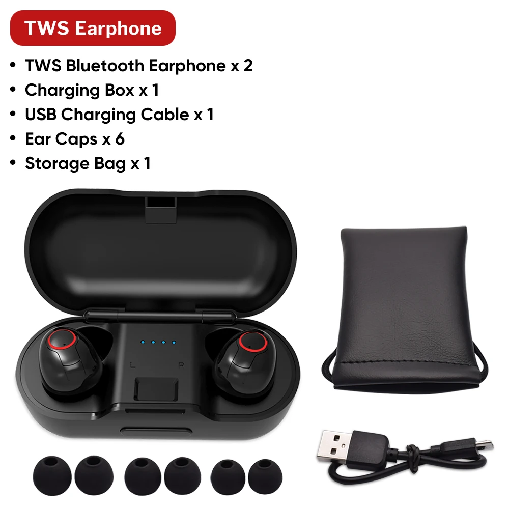 TWS Earphone Bluetooth наушники 5,0 настоящие беспроводные наушники гарнитура Bluetooth стерео спортивные наушники с микрофоном зарядная коробка гарнитура - Цвет: TWS Earphone