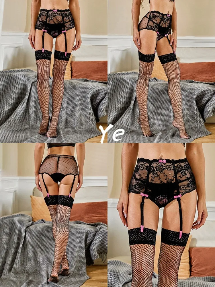 

New Pantyhose Sexy Womens Solid Fishnet Tights Plus Size Lace Suspender Pantyhose Stocking Plus Size Thigh High Tights