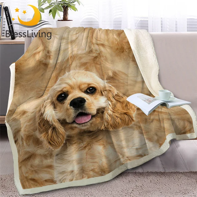 BlessLiving English Cocker Spaniel Sherpa Bed Blanket 3D Animal Dog Throw Blanket Soft Plush Bedspreads Bedding 150x200 Dropship 1
