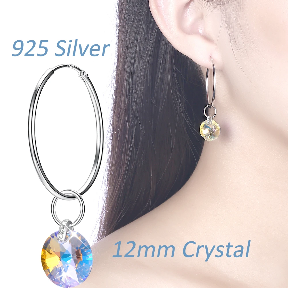 Роскошные женские серьги из серебра 925 пробы с разноцветным блестящим камнем