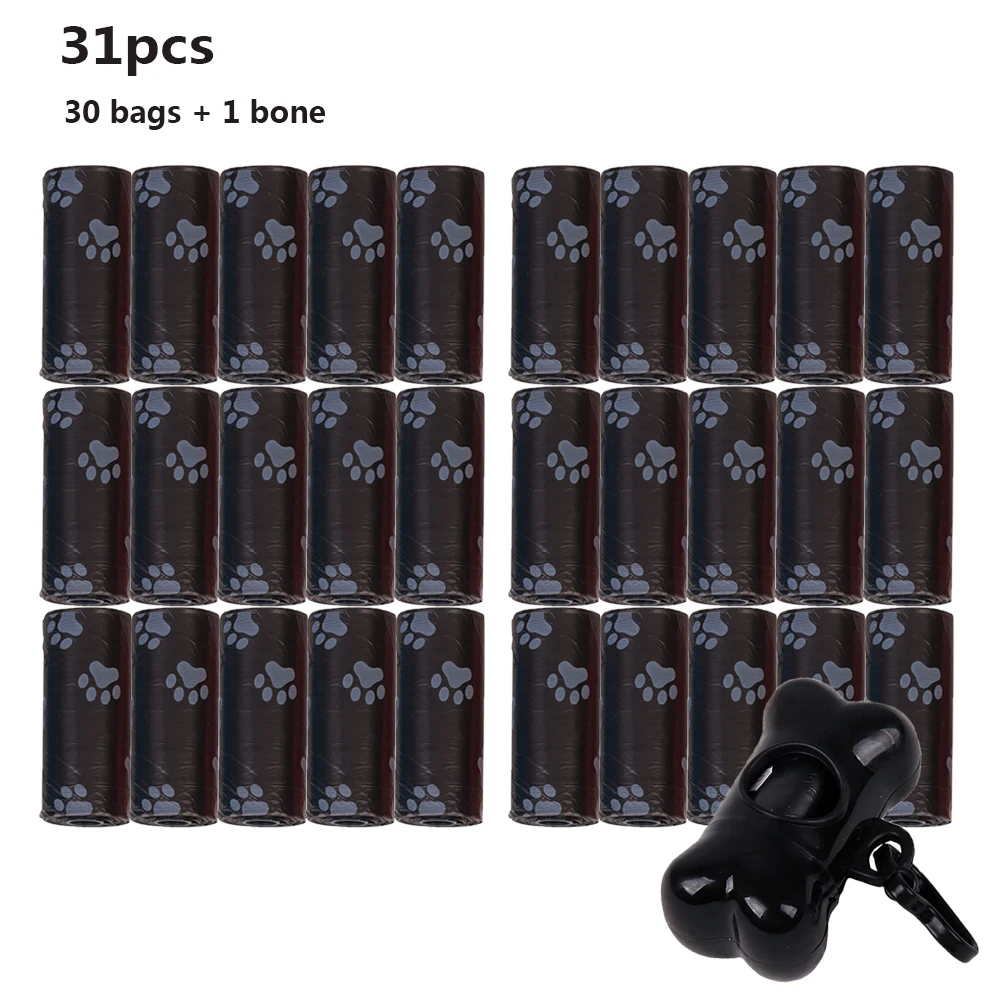 Bolsas de basura para excrementos de perro, 30 rollos de bolsas de basura para residuos de mascotas, dispensador de soporte sin perfume, herramientas de recogida de limpieza, accesorios para mascotas-0
