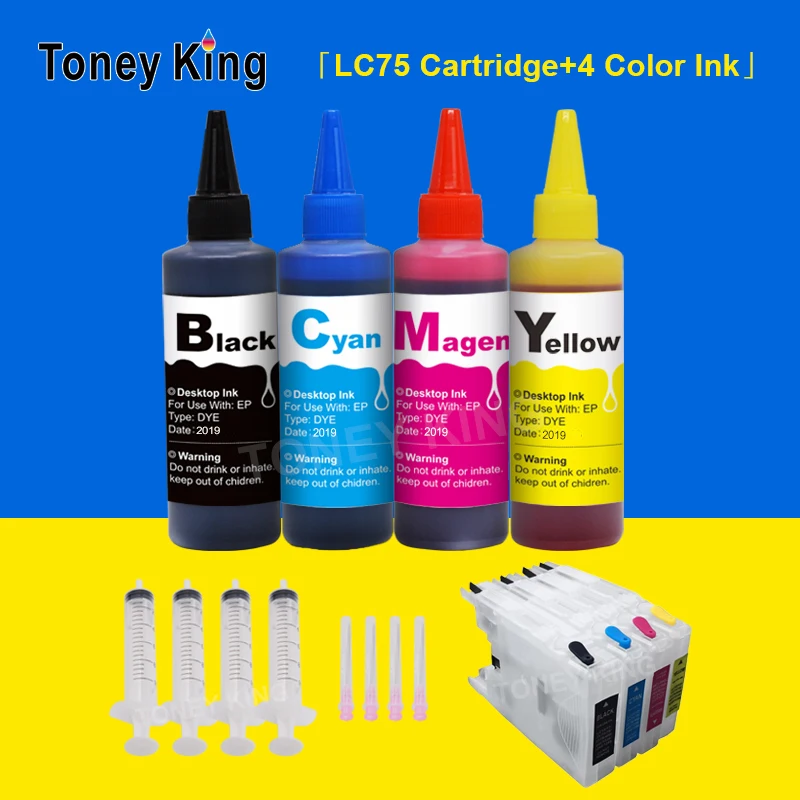 Toney King LC 75 XL чернильный картридж для принтера Brother LC12 LC40 LC71 LC73 LC75 LC400 LC1220 LC1240 + 400 мл