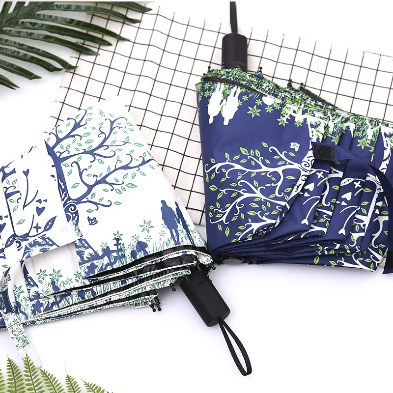 Складной зонт с принтом для женщин и взрослых Ветрозащитный Зонт двойным слоем