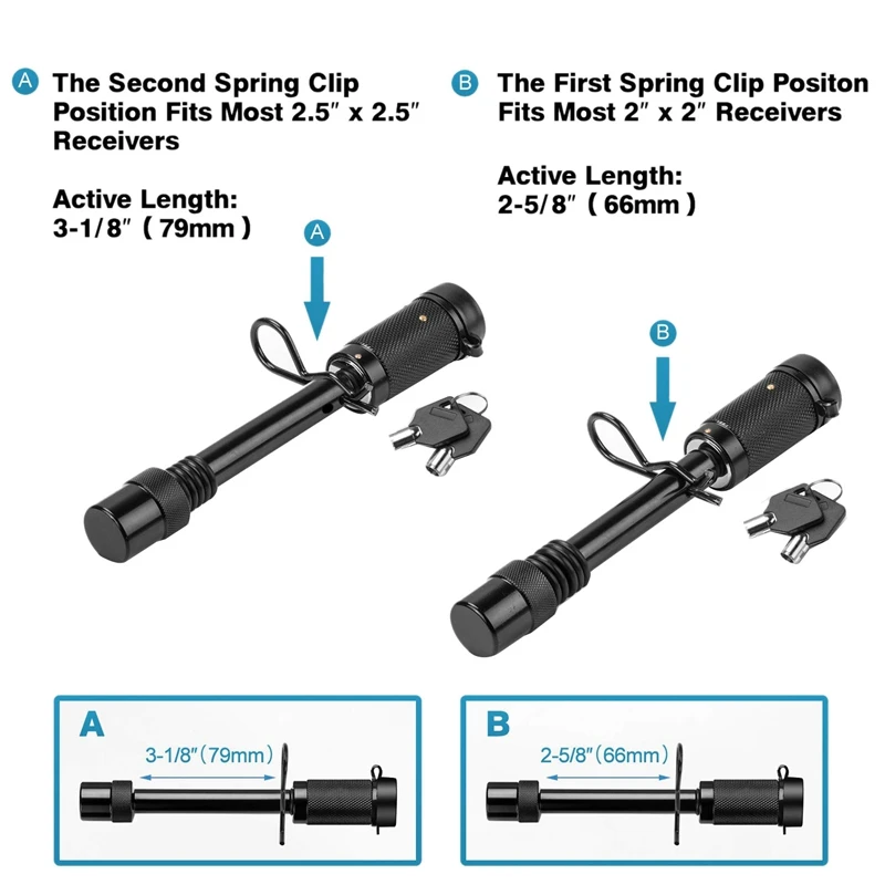

Heavy Duty Trailer Hitch Pin Lock 1/2 Inch and 5/8 Inch Receiver Hitch Pin Lock Set Anti-Rattle for Cl I,II,III,IV,V Hitches