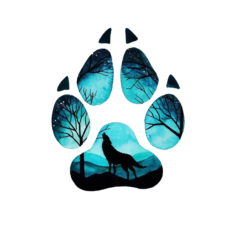 

Suitable for All Kinds of Cars Funny Creative Wolf Footprint Puzzle Car Stickers Auto Decorative PVC Decal,13CM*16CM