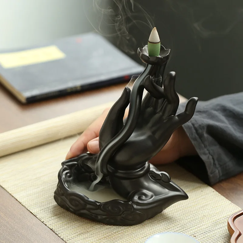 

Backflow incense burner home creative aromatherapy burner indoor sandalwood Zen ceramic bergamot lotus ornaments