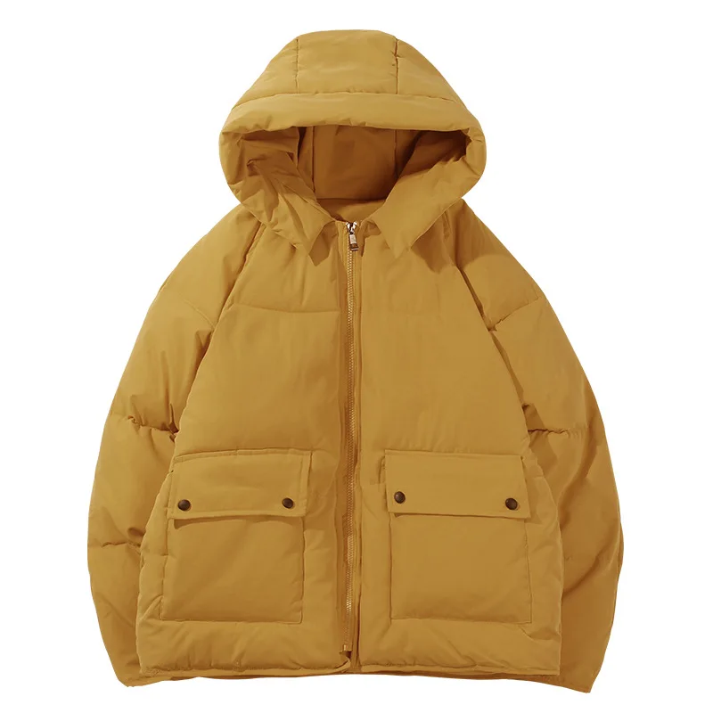 

2020 Streetwear Winter Jacket Short Style Men Cargo Parkas Thicken Hooded Slim Fit Solid Casual Coats Fashion Male Warm Over Co