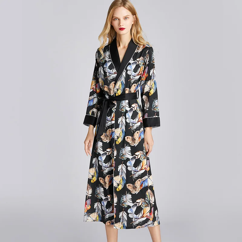 Женская пижама атласная ночная рубашка женская сексуальная Длинная с длинным