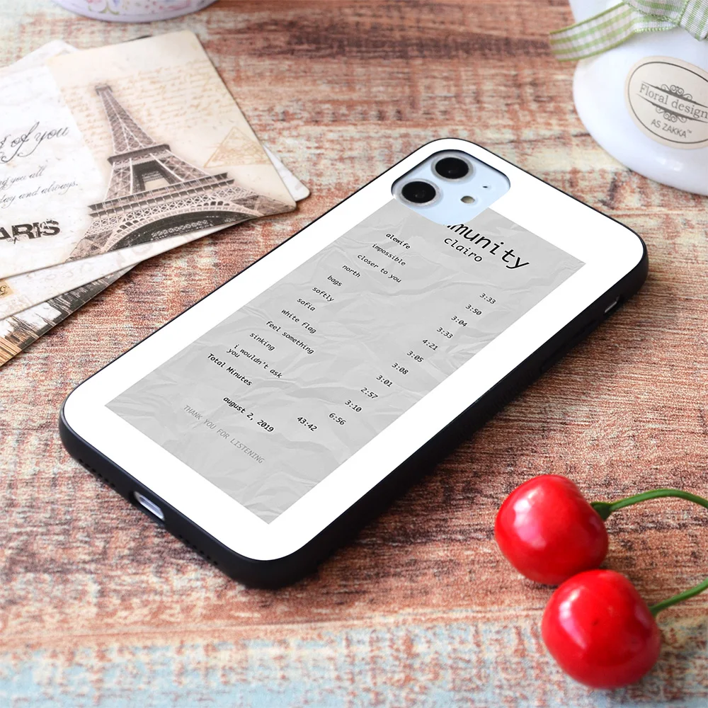 

For iPhone clairo immunity album receipt soft TPU border Apple iPhone Case