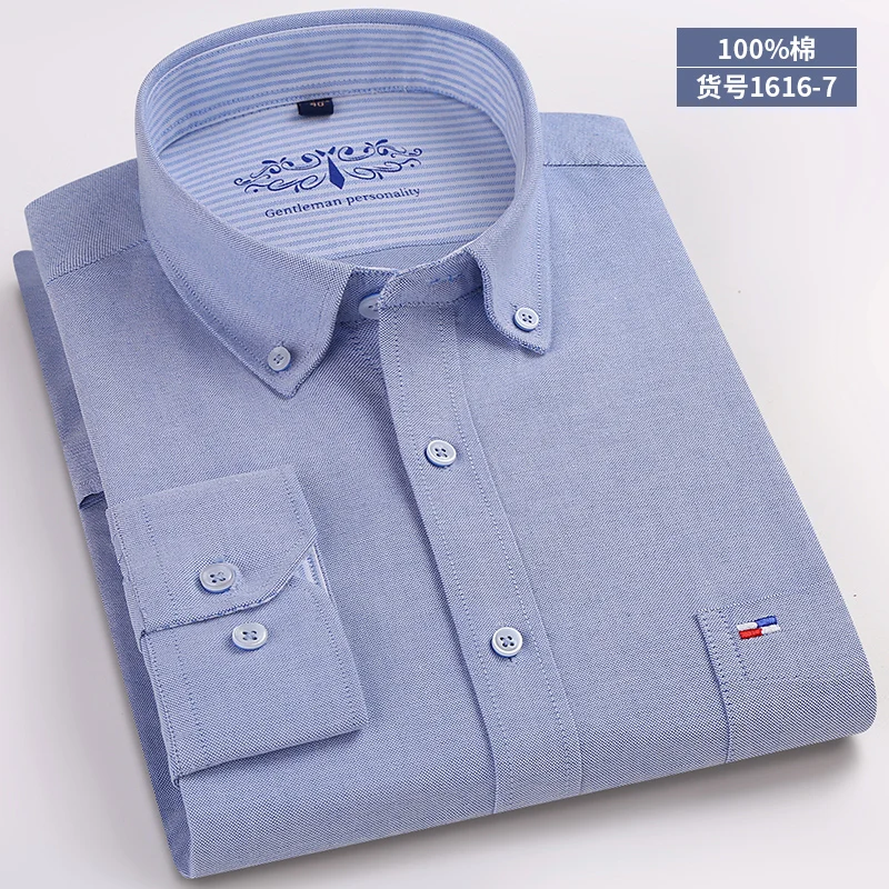 Light blue Высококачественная Новая мужская рубашка с длинным рукавом из хлопка, Повседневная белая синяя приталенная рубашка Camisa, деловая классическая мужская одежда - Цвет: Light blue