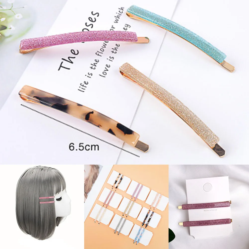 

New 2 Pcs/set Japan Acetate Chic Minimalist Cute Acrylic Hair Clip Colorful Hair Grip Barrettes Hairpin Hair Accessories