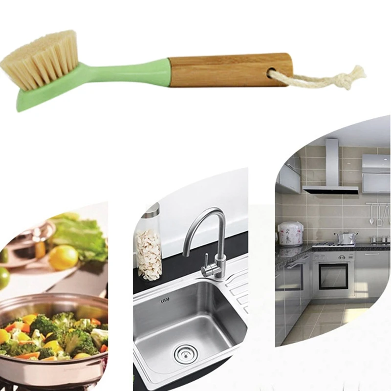 DSHA 1 шт. натуральная бамбуковая щетка для посуды рук над деревянной ручкой и
