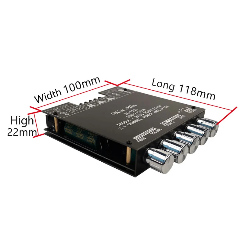 

2*50W+100W Bluetooth 5.0 TPA3116D2 Power Subwoofer Amplifier Board 2.1 Channel Class D TPA3116 Audio Stereo Equalizer Amp