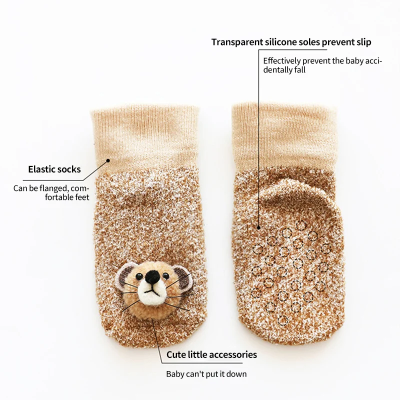 

Baby Coral Fleece Newborn Non-Slip Soft Toddler Socks Cute Cartoons Floor Infant Elastic Socks For 1-3 Years Child Kids