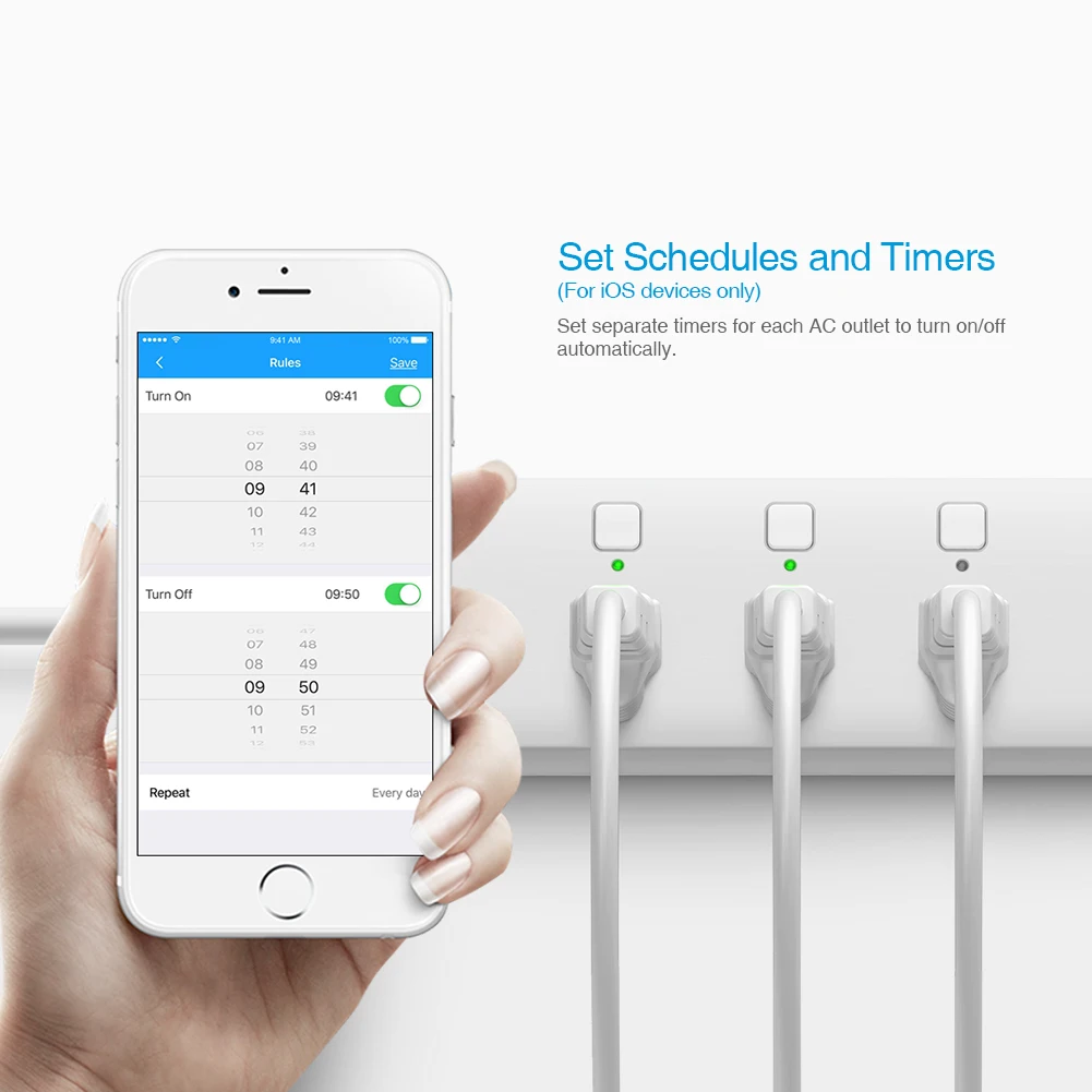 Умная светодиодная розетка Koogeek с 3 розетками Wi-Fi голосовое управление |
