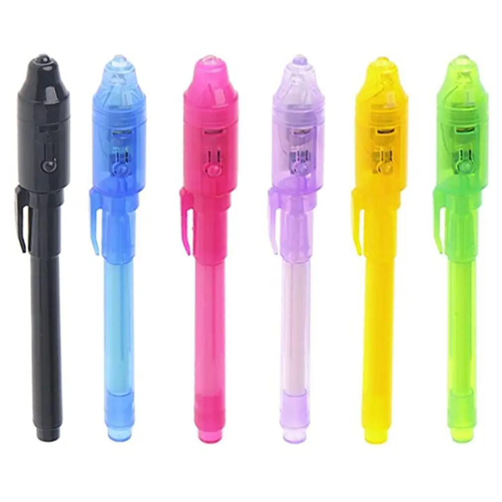 

6Pcs/Set Invisible Ink Pen Built in UV Light Magic Marker For Pen Safety To Use Pink+Purple+Yellow+Blue+Black+Green