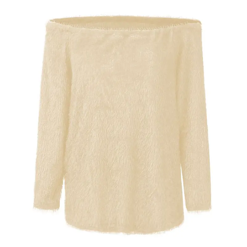 

Women Sweaters Long Sleeve Off-Shoulder Blouse Knitted Pullovers Tops Shirts