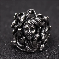 ancient greek mythology medusa ring men women color stainless steel gothic snake hair gorgon ring punk jewelry wholesale