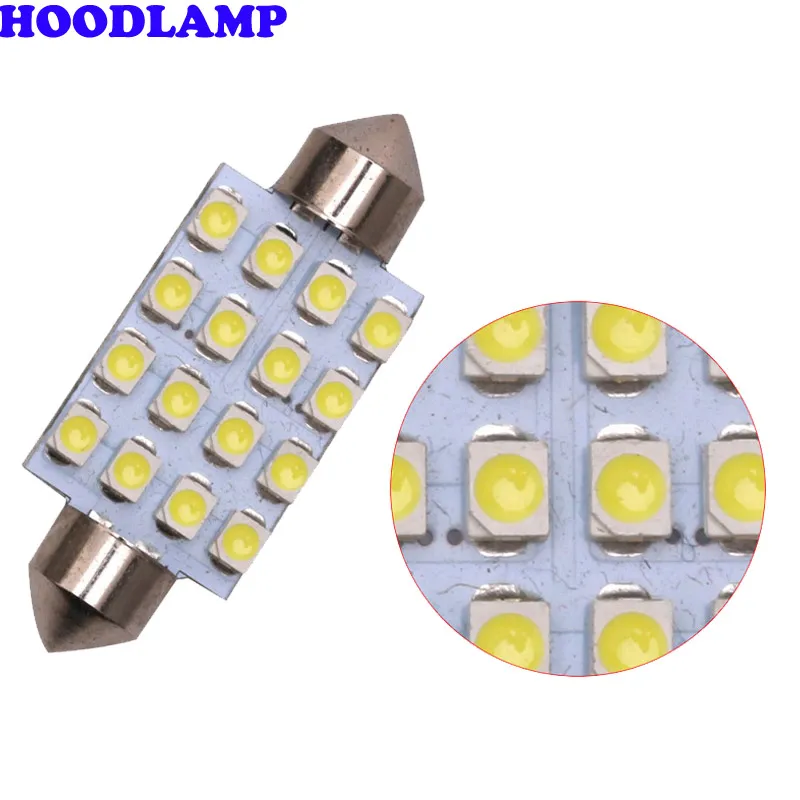 Автомобильный светодиодный двойной острый светильник 16SMD 2835 1210 чтение 31 мм 36 мм/39