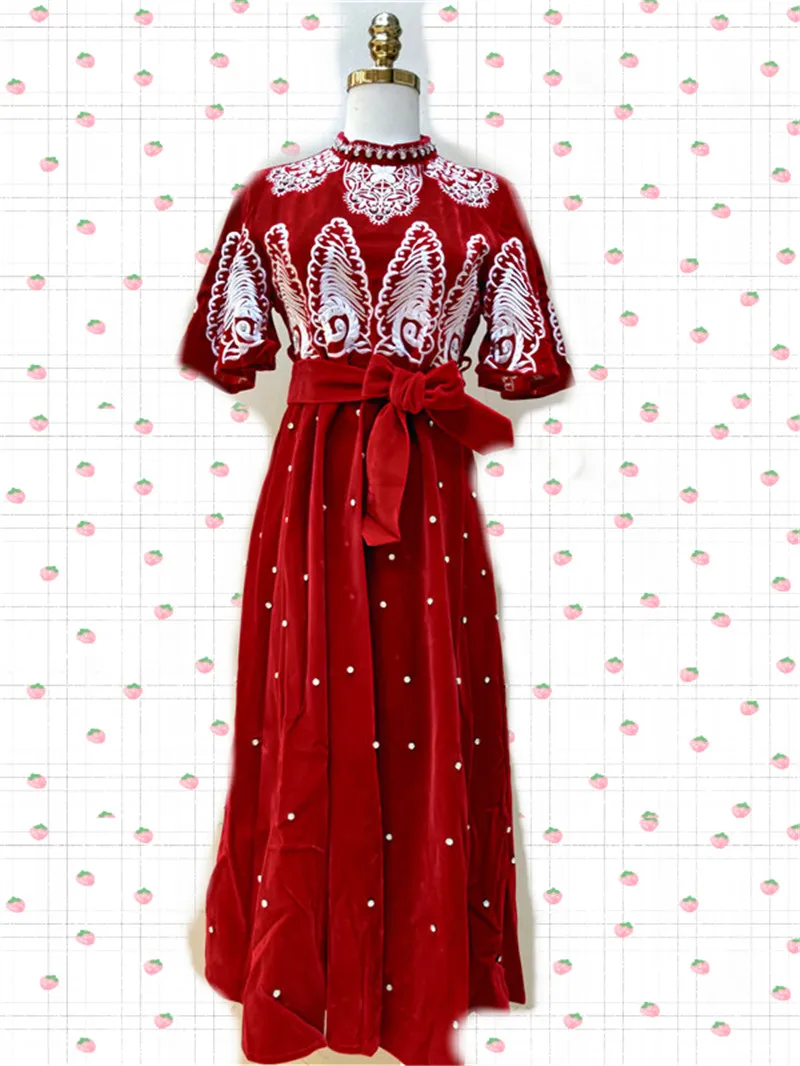 Женское платье с цветочным принтом Vinatge Vestido модное осеннее и стразами в