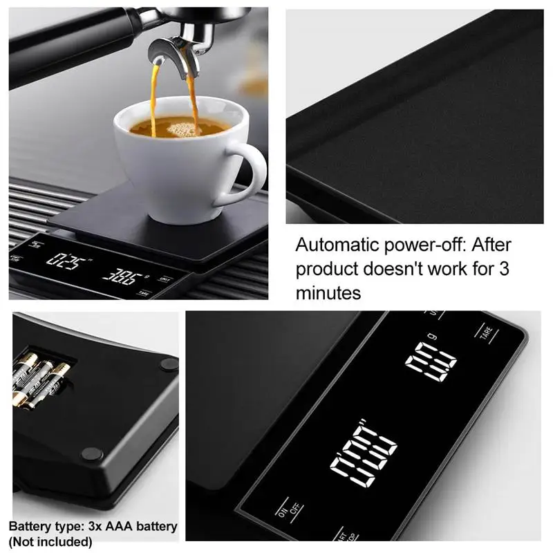 3 кг/0 1 г цифровые весы для кофе портативный электронный светодиодный экран