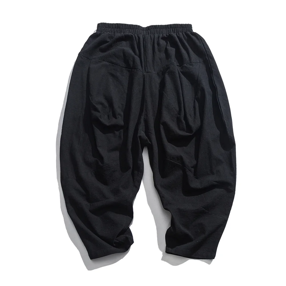 

Summer Chinese Style Solid Color Cross-Pants Men Trousers Japanese Streetwear Sweatpants Loose Hip Hop Male Bloom pants 2019