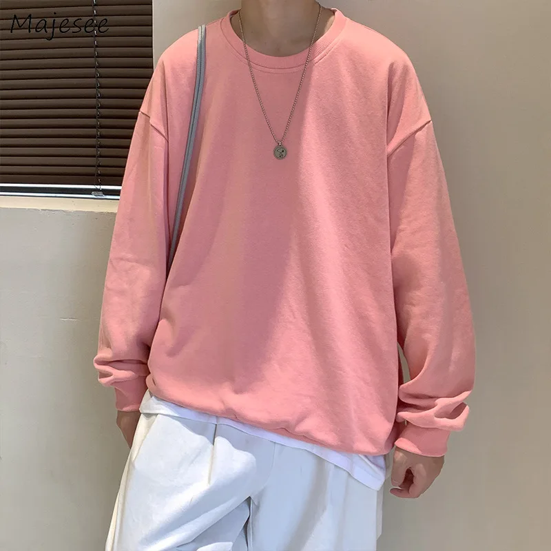 Простые толстовки без шляпы мужские однотонные яркие свободные для пары унисекс