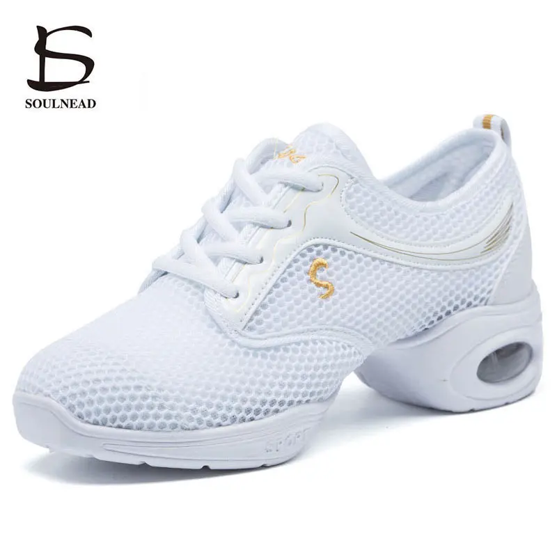 Sneakers Women Jazz Dance Shoes Female White Summer Outdoor Mesh Girls Modern Hip Hop Dancing Adult Ladies Casual Sports Shoes