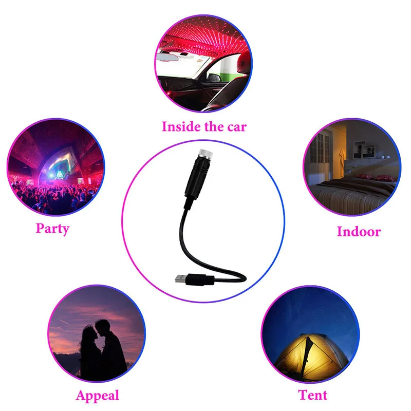 Звездный светильник на крышу автомобиля интерьерный светодиодный лазер