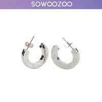 kpop bangtan boys u shaped silver sowoozoo letter pattern metal earrings ear studs women jewelry accessories jimin jin h43