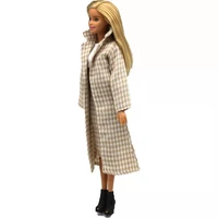 brown houndstooth plaid winter dress jacket for barbie doll clothes outfit parka coat 16 bjd dollhouse accessories girl diy toy
