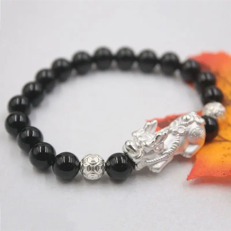 Браслет Pixiu из натурального серебра с монетницей браслет оникса бусинами для
