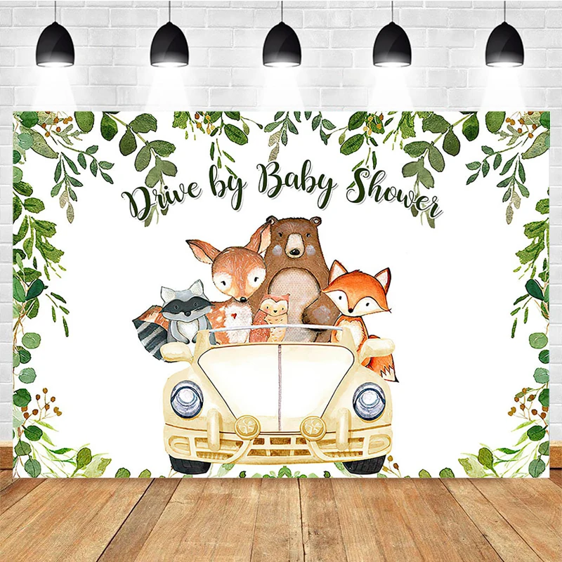 

Mocsicka Baby Shower Photography Background Forest Animal Balloon Decoration Props Newborn Baby Portrait Photo Backdrop Banner