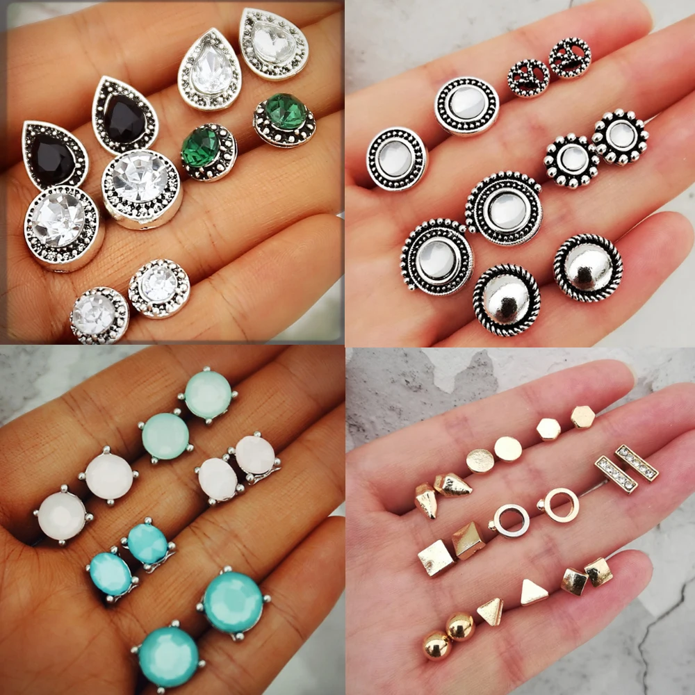Brincos шпильки геометрической формы Комплект сережек для женщин Bijoux Кристалл