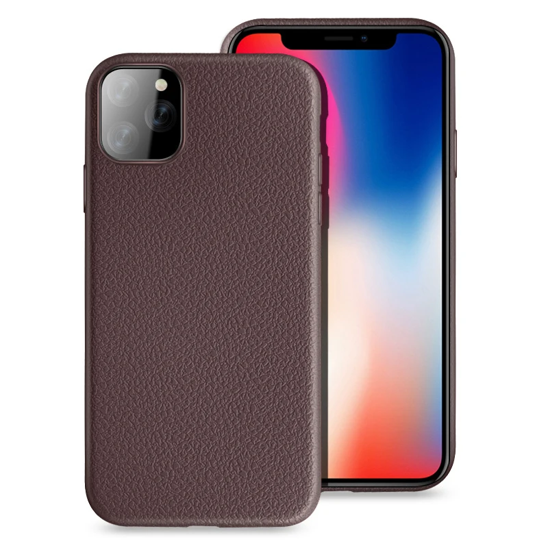 100 шт Роскошные кожаные чехлы с текстурой личи для iPhone 11 Pro Max XS XR X 8 7 6 6S Plus противоударный мягкий ТПУ чехол